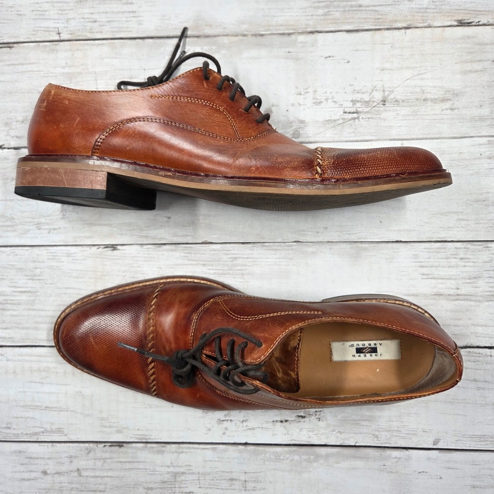 Joseph Abboud Oxford Shoes Mens 10.5M Tan Leather Cap Toe Textured X250872